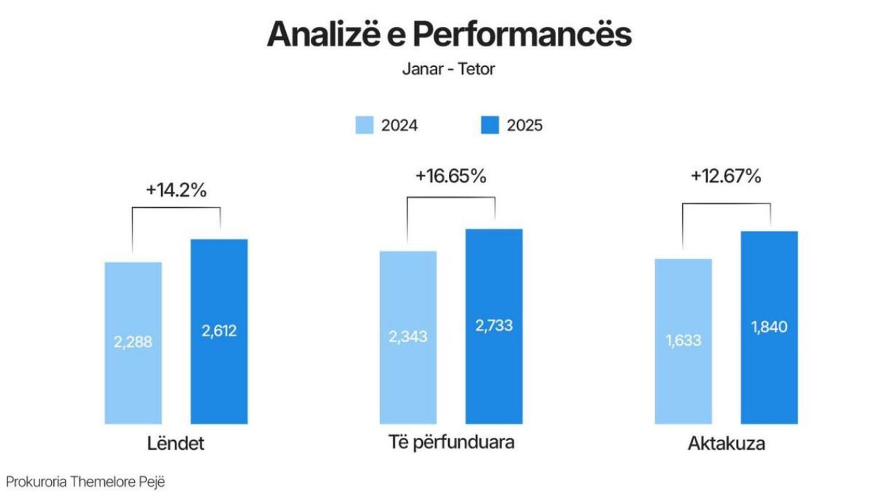 Për 10 muaj  Prokuroria e Pejës ngrit 1840 aktakuza