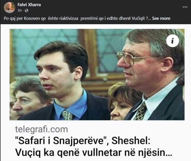 Xharra  Po qaj për Kosovën që është riaktivizua premtimi që i është dhënë Vuçiqit 