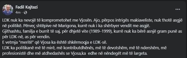 Kajtazi për Osmanin  Përveç shtëpive në  Marigona   kurrë nuk i ka shërbyer vendit me asgjë