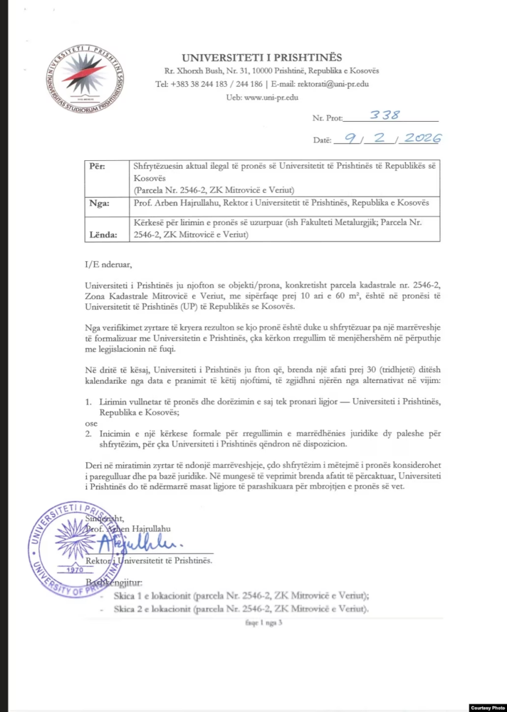 Fakulteti në Mitrovicë të Veriut në prag të skadimit të afatit për lirimin e pronës