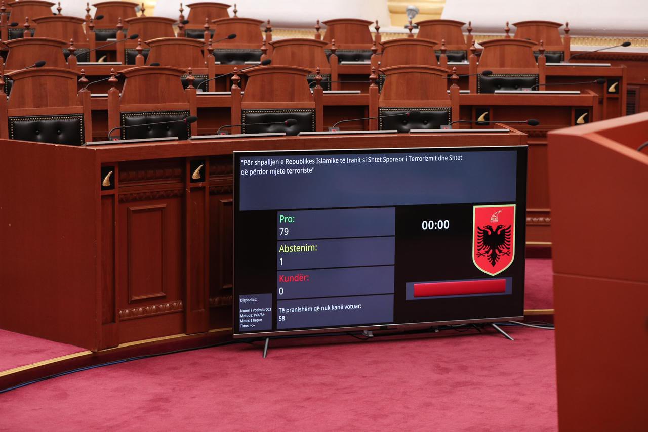 Kuvendi i Shqipërisë e shpall Iranin sponsor të terrorizmit