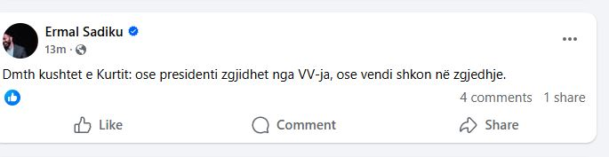 Deputeti i LDK së  Kushtet e Kurtit  ose presidenti nga VV ja ose zgjedhje