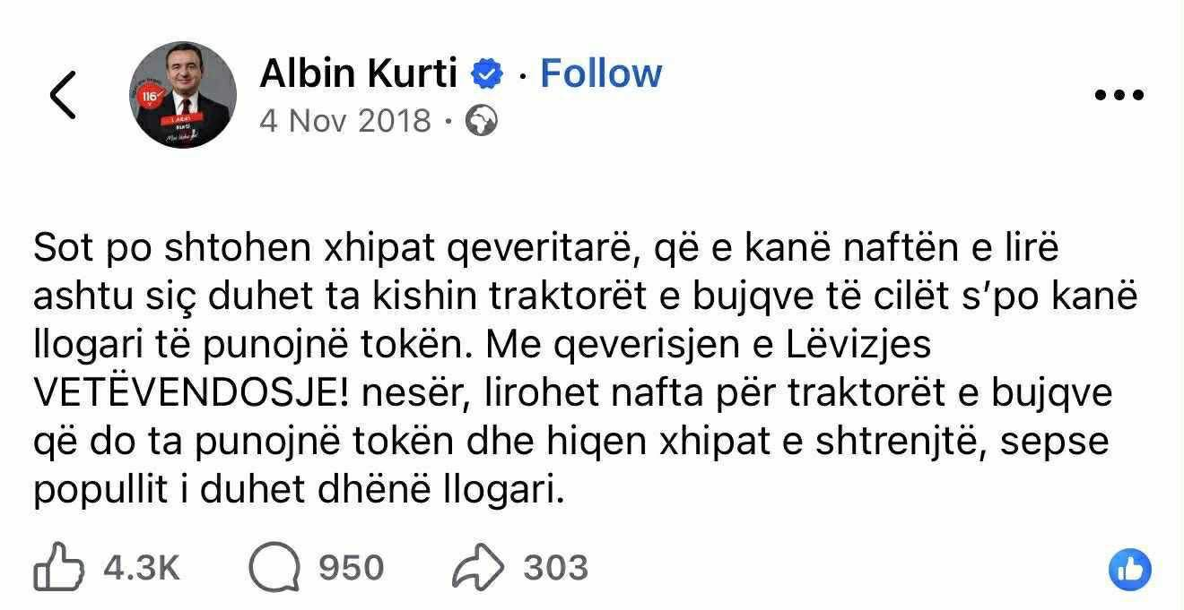 Deliu i kthehet ashpër Kurtit  ia lexon postimin e vitit 2018  Ti je mashtrues i madh 