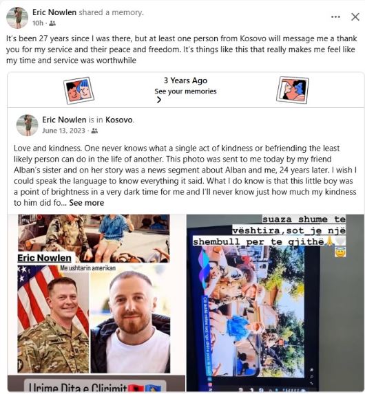 Pas 27 vitesh  ushtari amerikan i NATO s emocionohet nga mesazhi i një kosovari  Sakrifica ime ia vlejti
