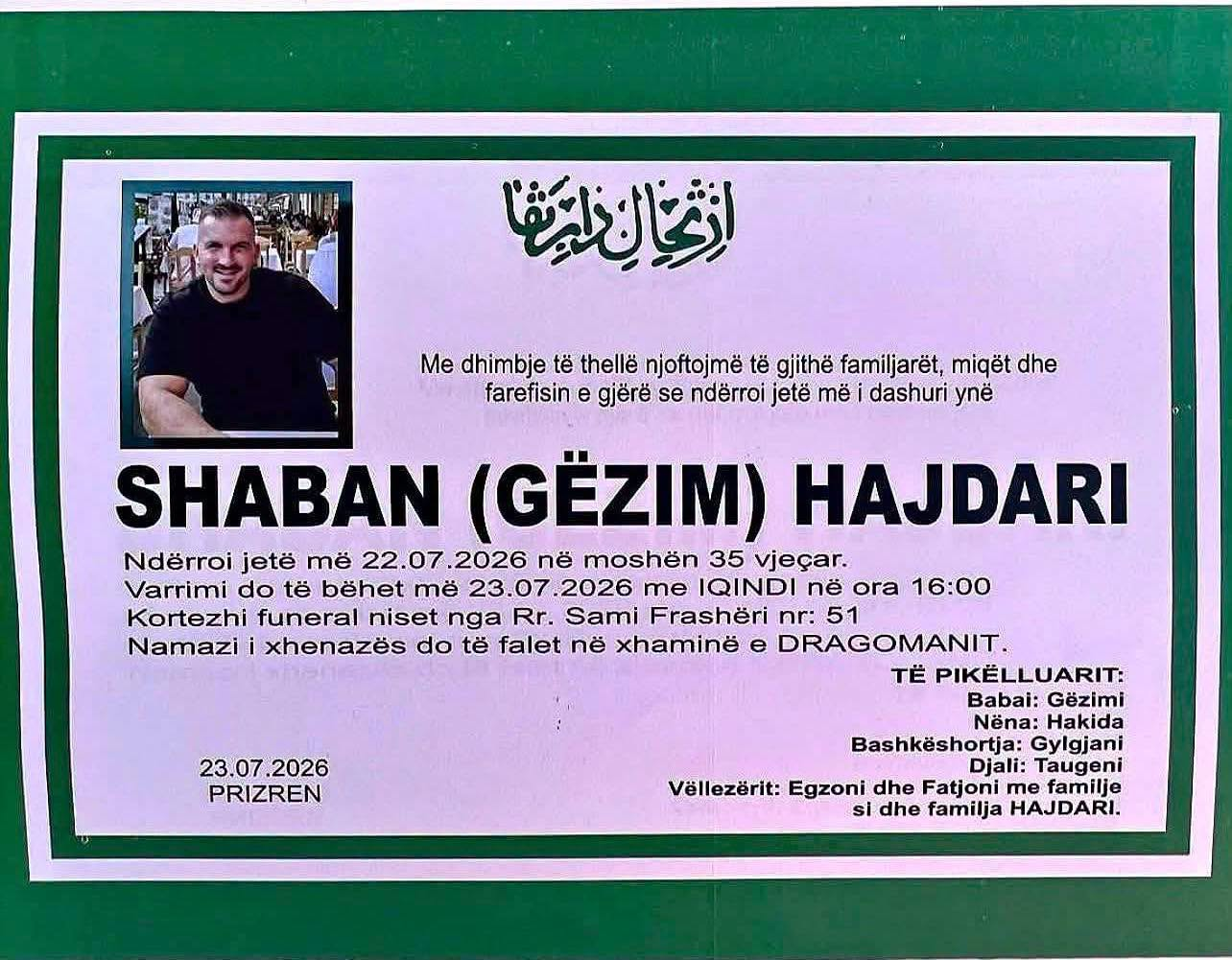 Sot i jepet lamtumira e fundit policit Shaban Hajdari